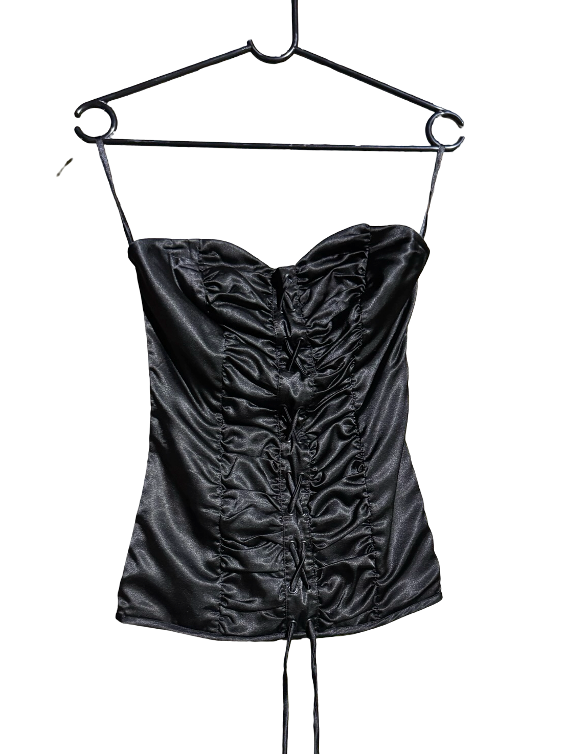 Black Ruched Strapless Corset