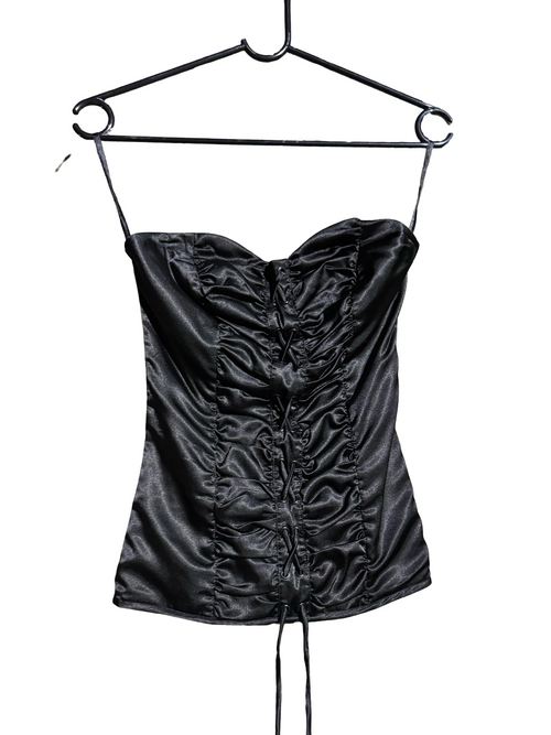 Black Ruched Strapless Corset