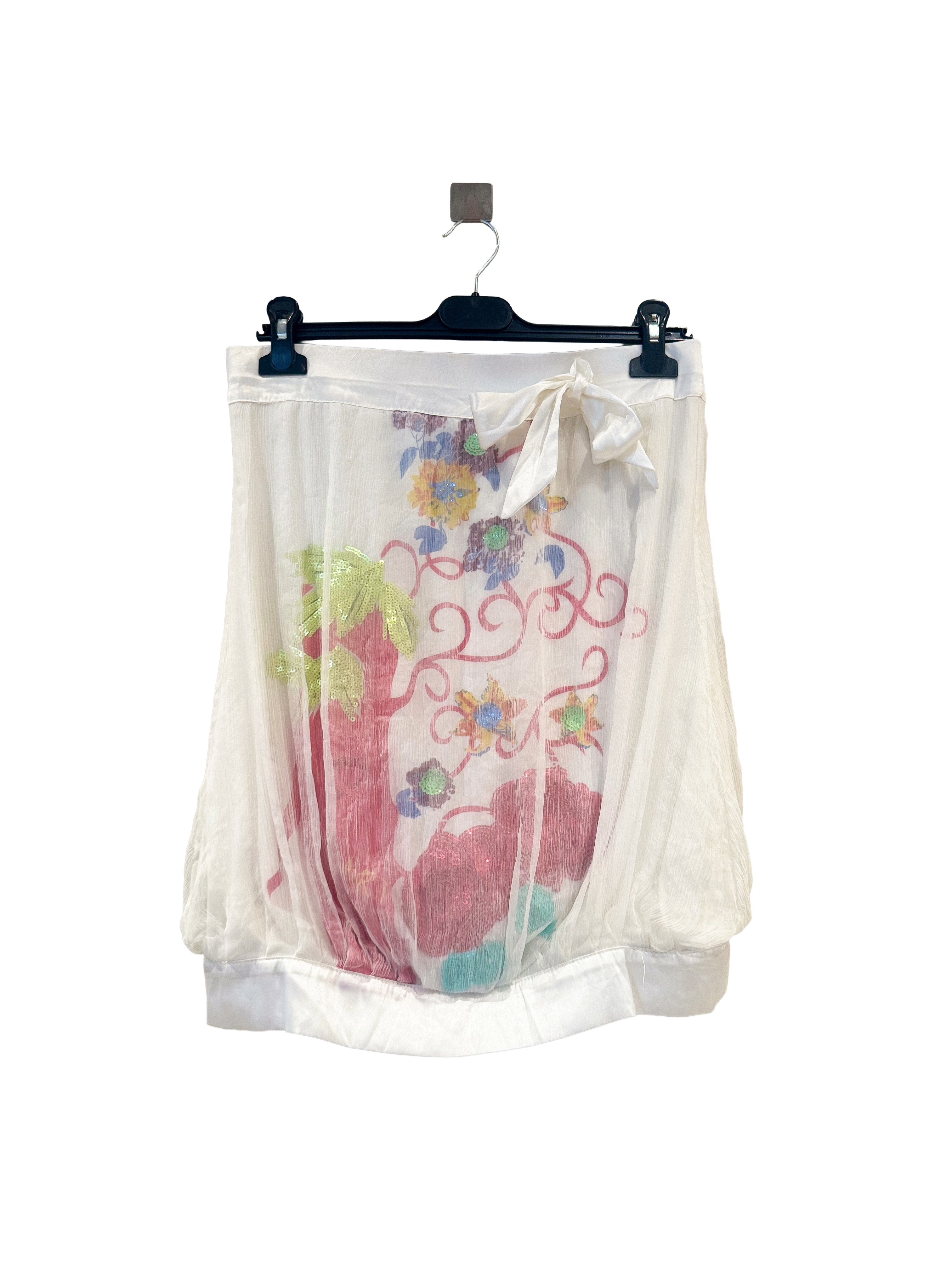 White Floral Sheer Strapless Top