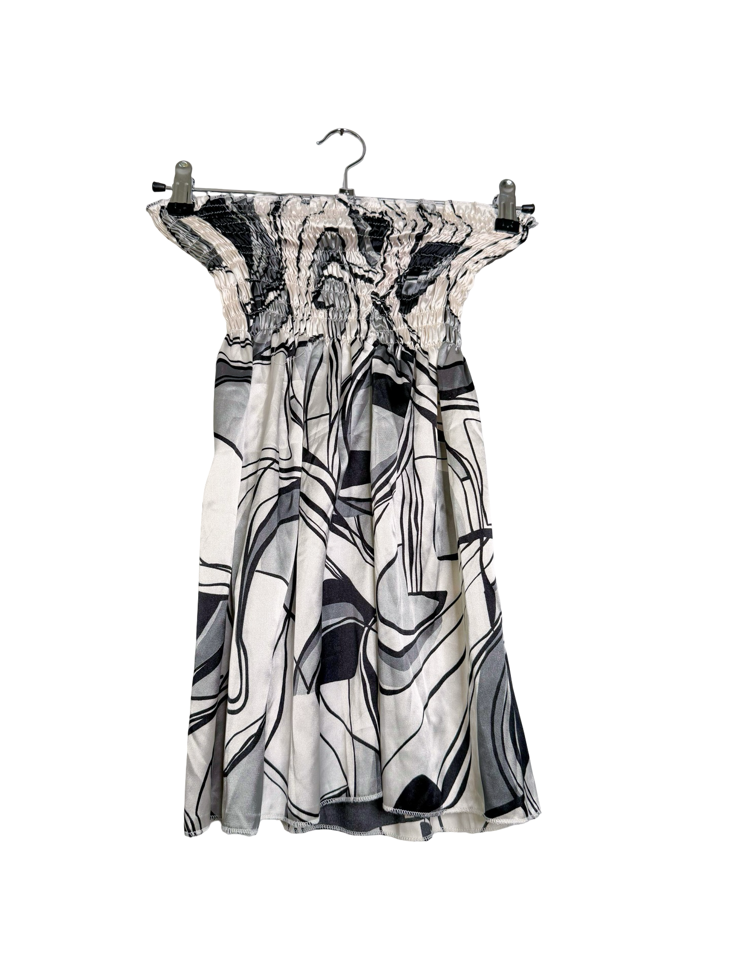 Black & White Satin Strapless Top