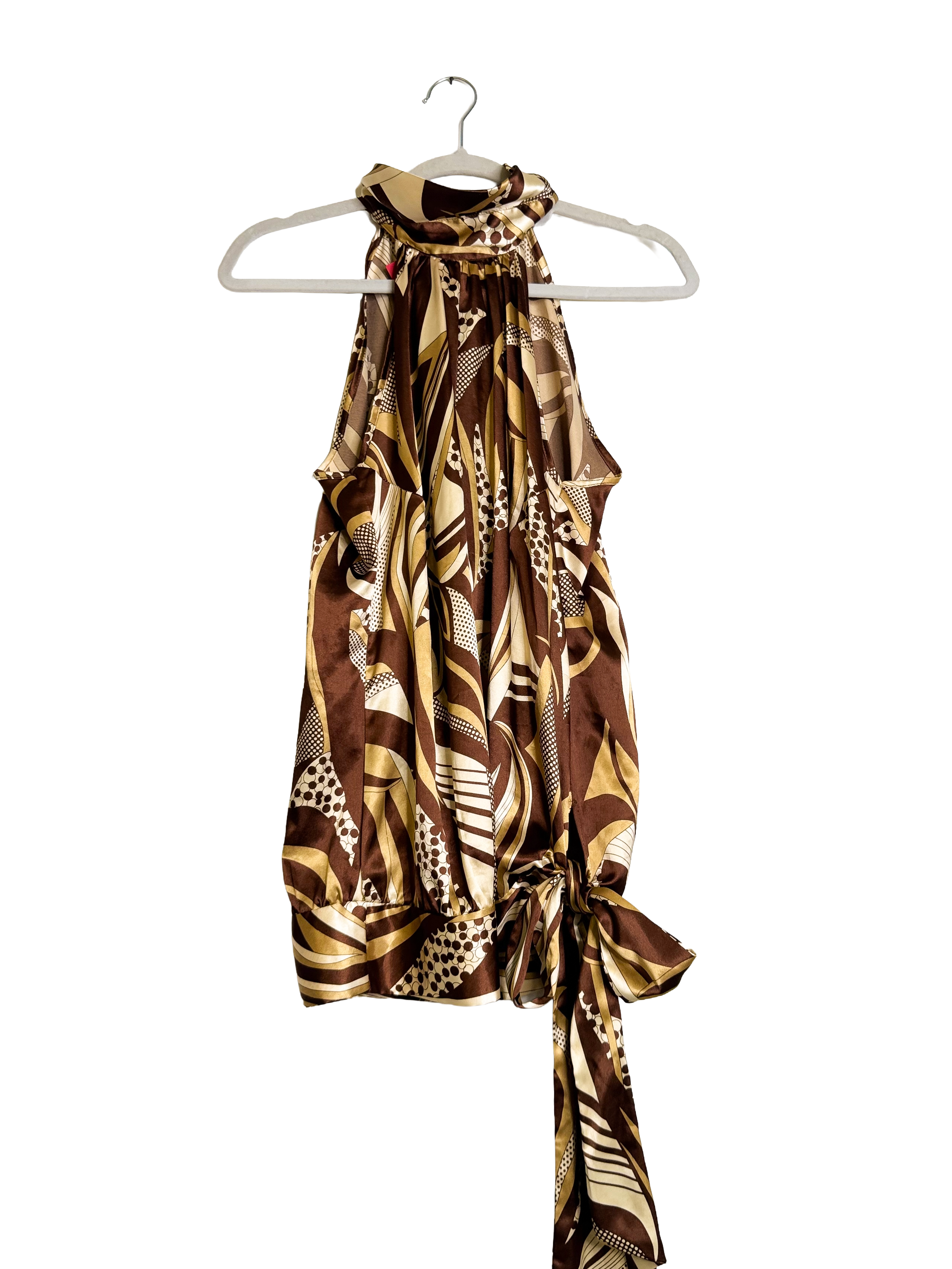Brown Printed Halter Top