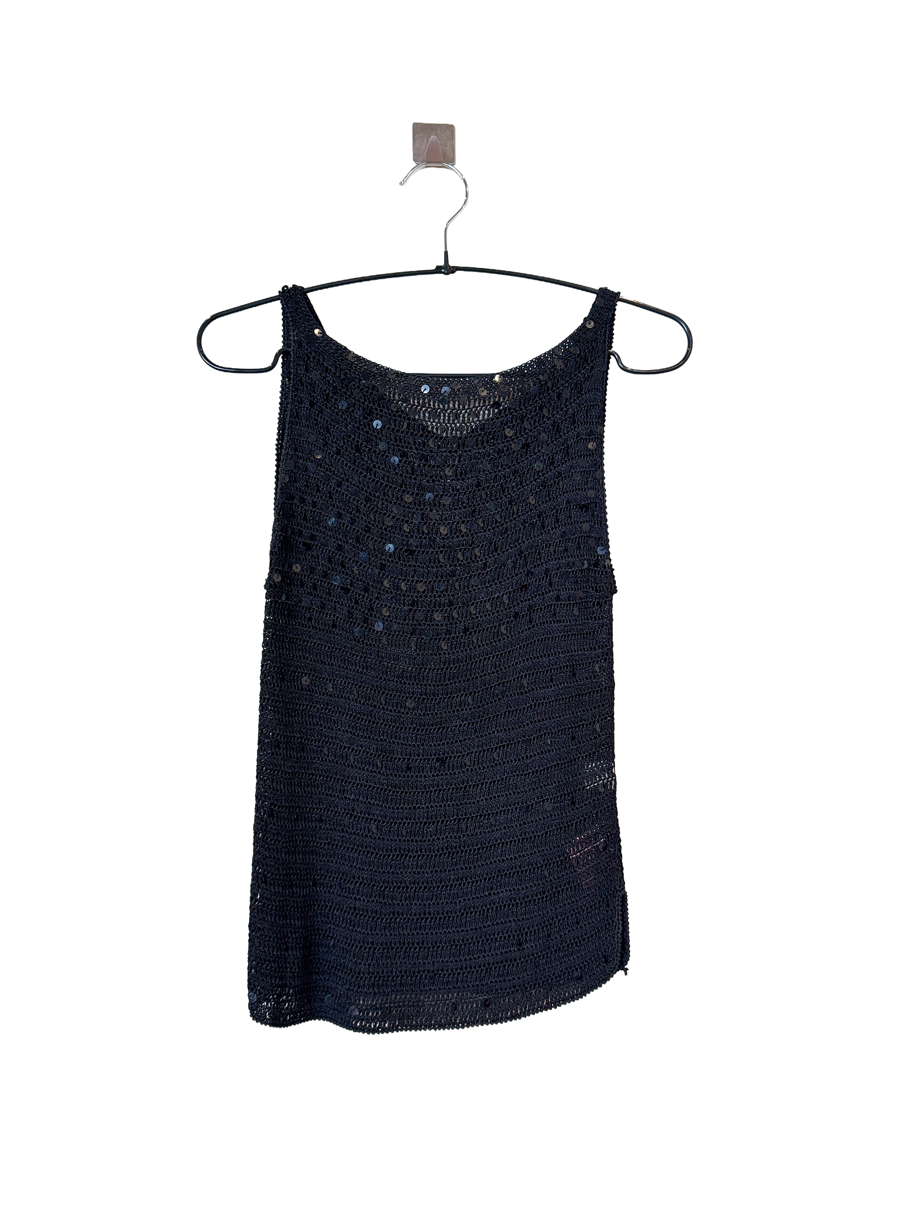 Black Mesh Sequin Top