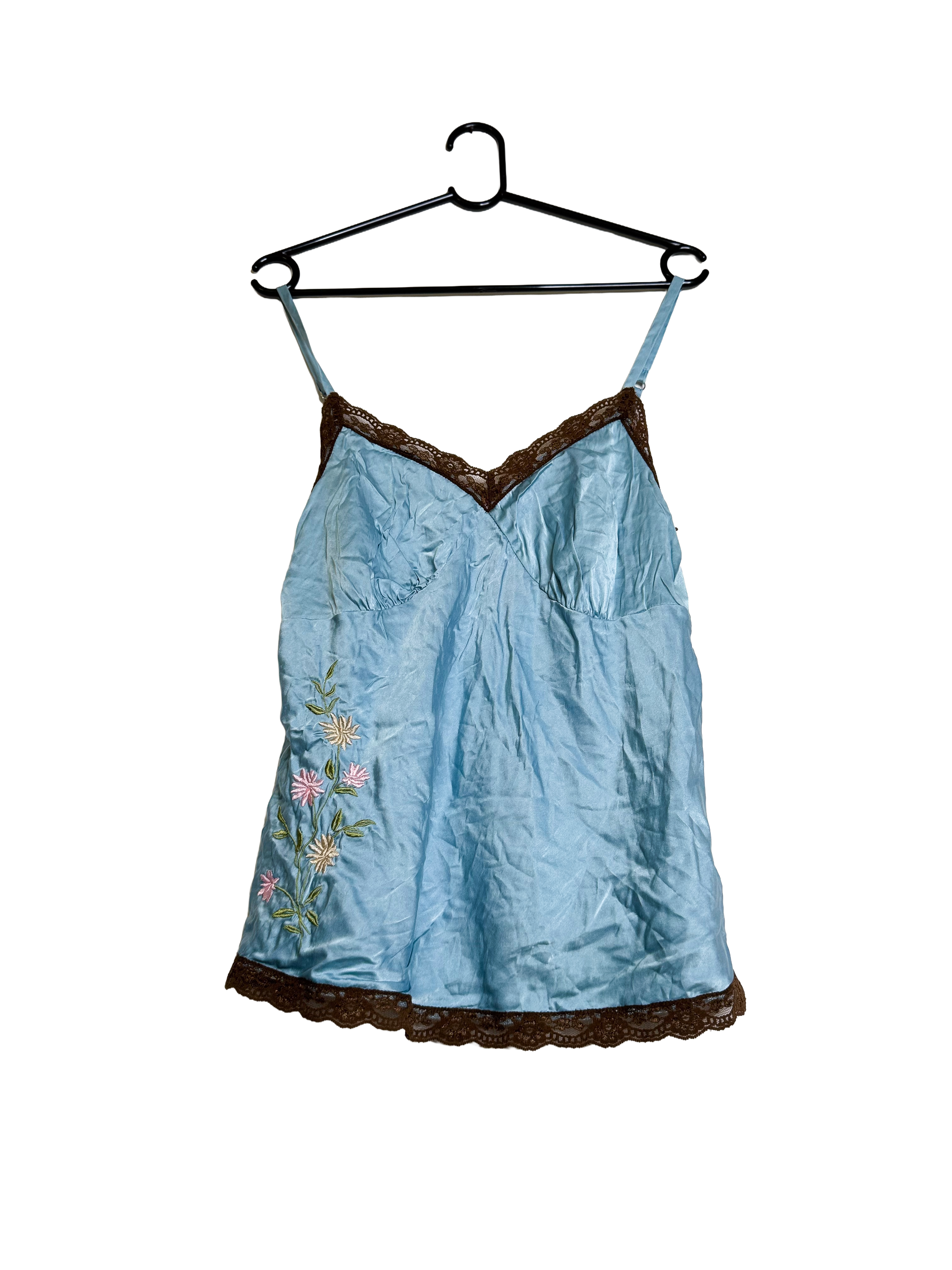 ight Blue Satin Lace Camisole