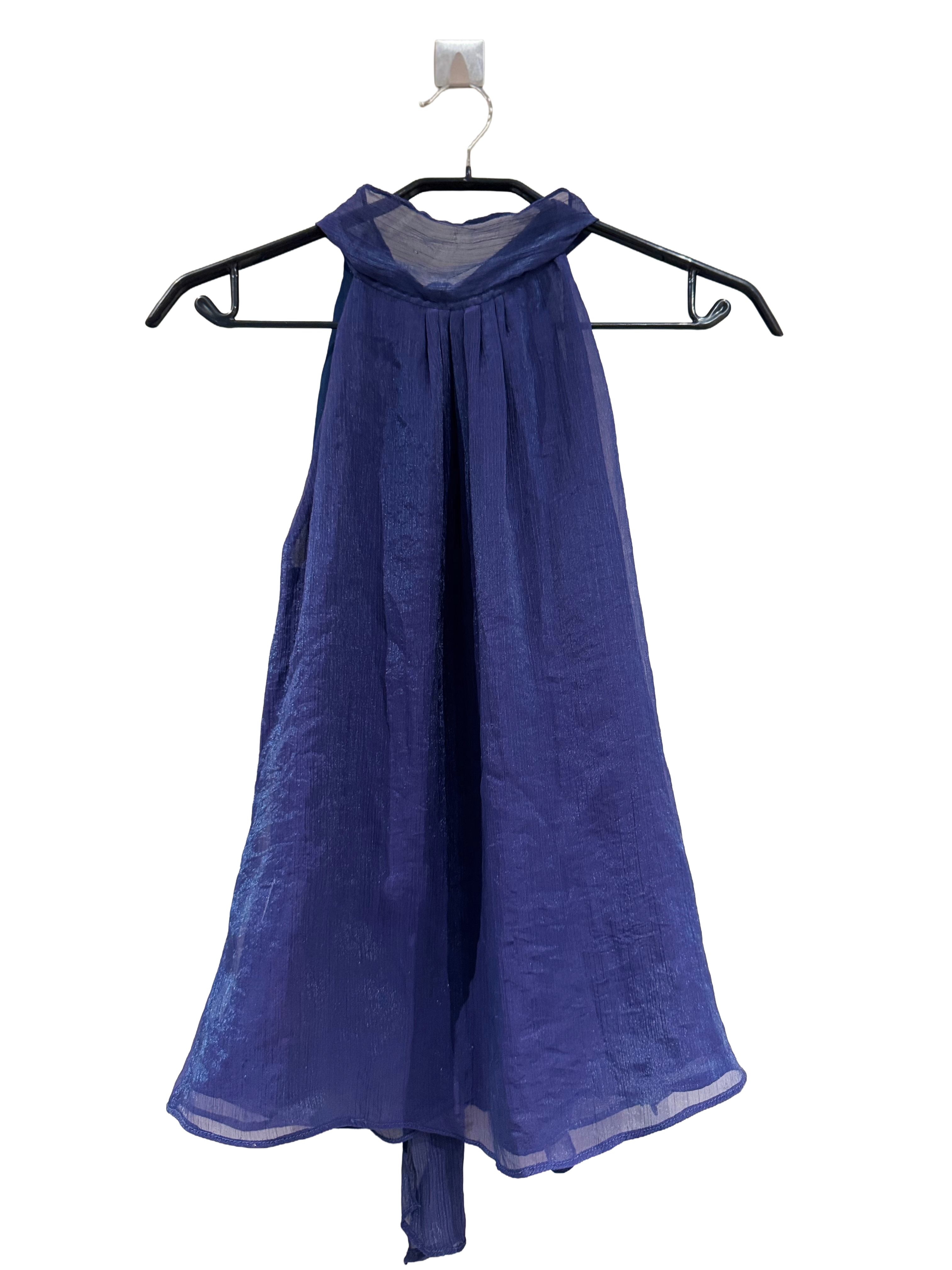 Blue Halter Silk Top