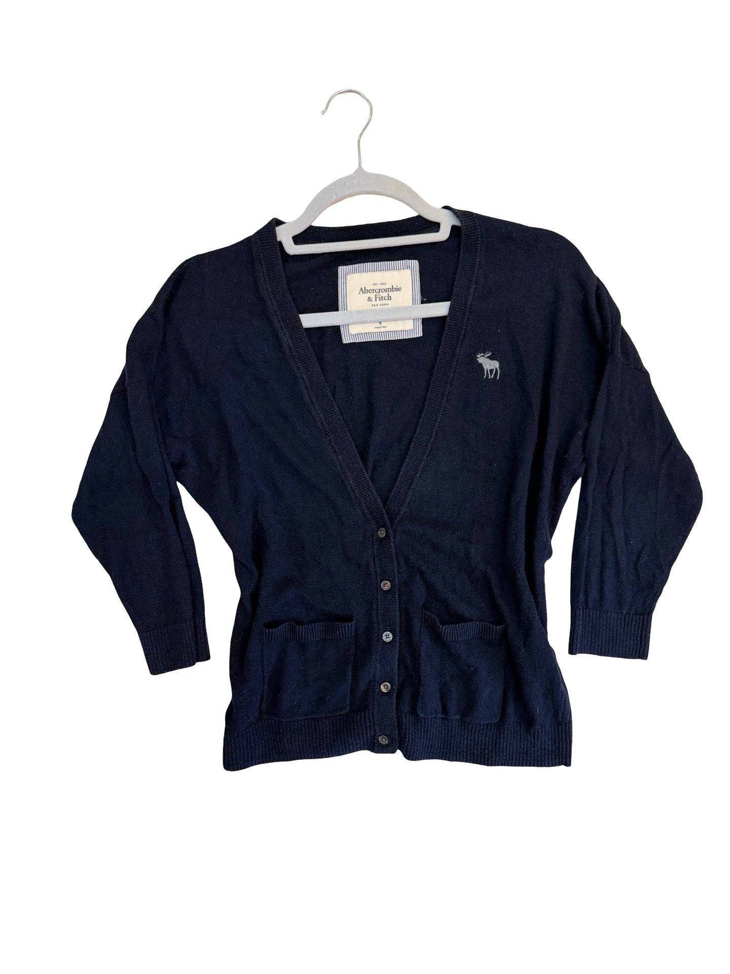 סריג קרדיגן כחול נייבי קלאסי – ABERCROMBIE & FITCH