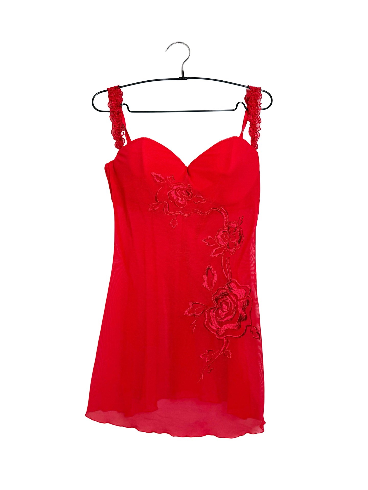 Red Lace Mesh Babydoll Top