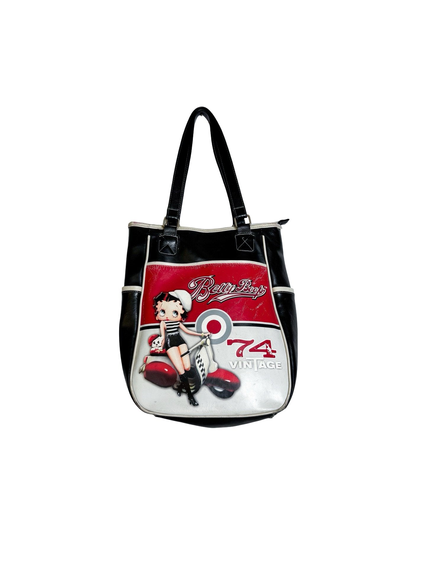 תיק שולדר עור הדפס BETTY BOOP – וינטג׳ רטרו שחור אדום לבן – About Me Vintage