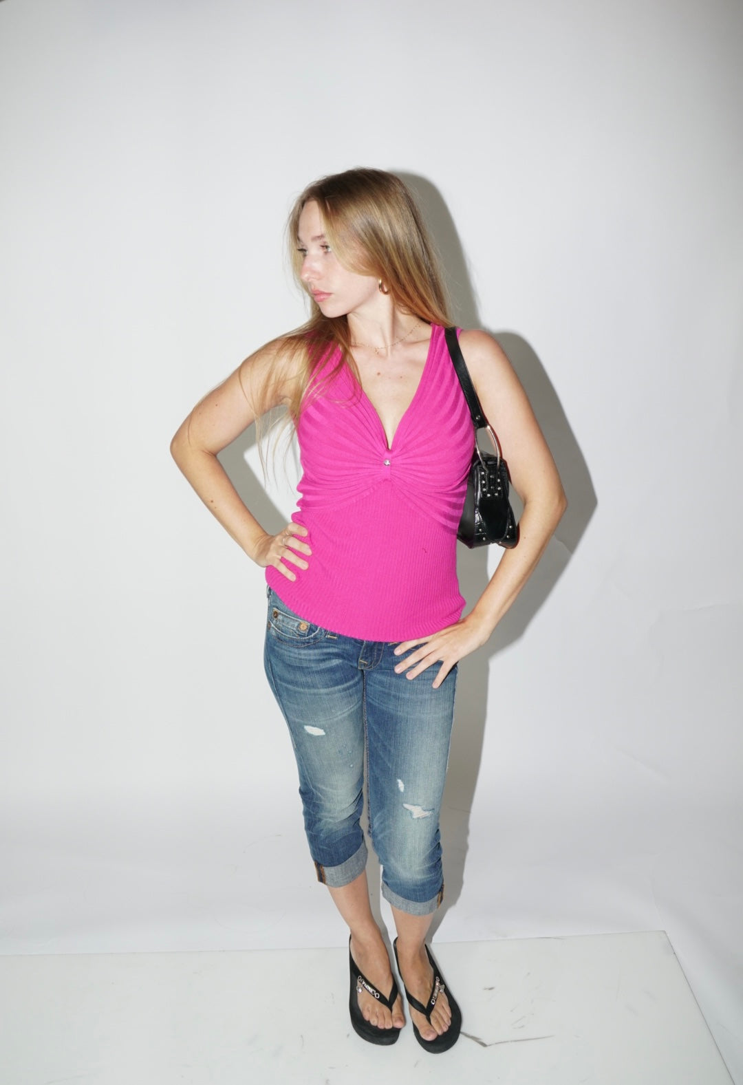 Pink Ribbed Knit Top